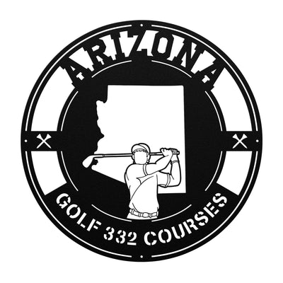 Arizona Golf Metal Art Manns Golf Cave Black / 24 Inch Wall Art
