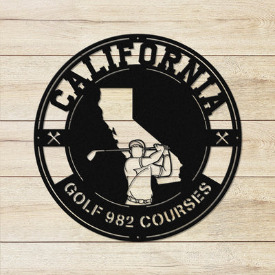 California Golf Metal Art Manns Golf Cave Wall Art