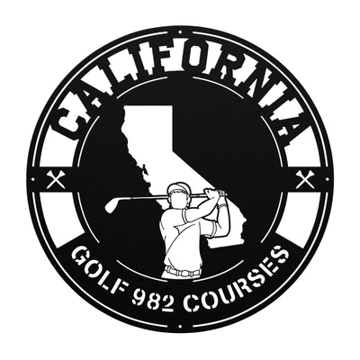 California Golf Metal Art Manns Golf Cave Black / 18 Inch Wall Art
