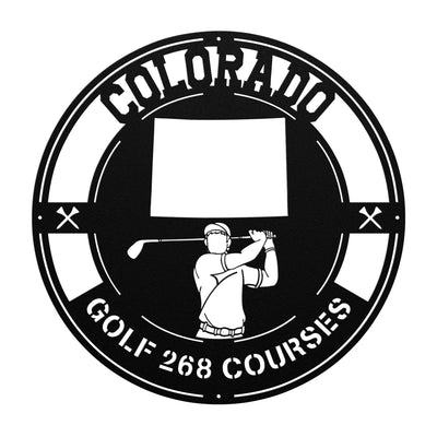 Colorado Golf Metal Art Manns Golf Cave Black / 14 Inch Wall Art