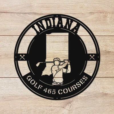 Indiana Golf Metal Art Manns Golf Cave Wall Art