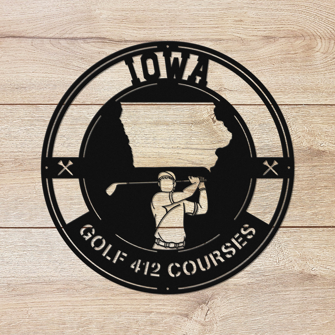 Iowa Golf Metal Art Manns Golf Cave Wall Art