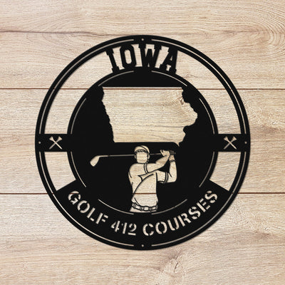 Iowa Golf Metal Art Manns Golf Cave Wall Art