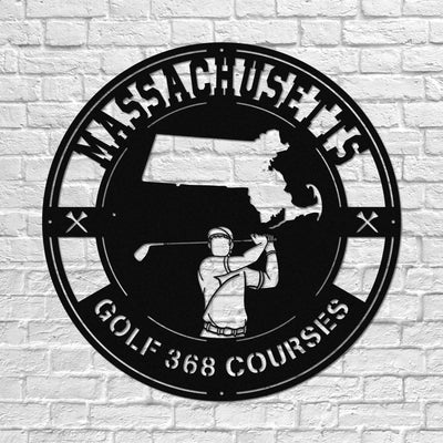 Massachusetts Golf Metal Art Manns Golf Cave Wall Art