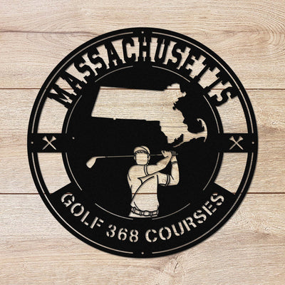 Massachusetts Golf Metal Art Manns Golf Cave Wall Art