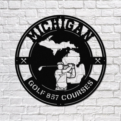 Michigan Golf Metal Art Manns Golf Cave Wall Art