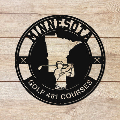 Minnesota Golf Metal Art Manns Golf Cave Wall Art