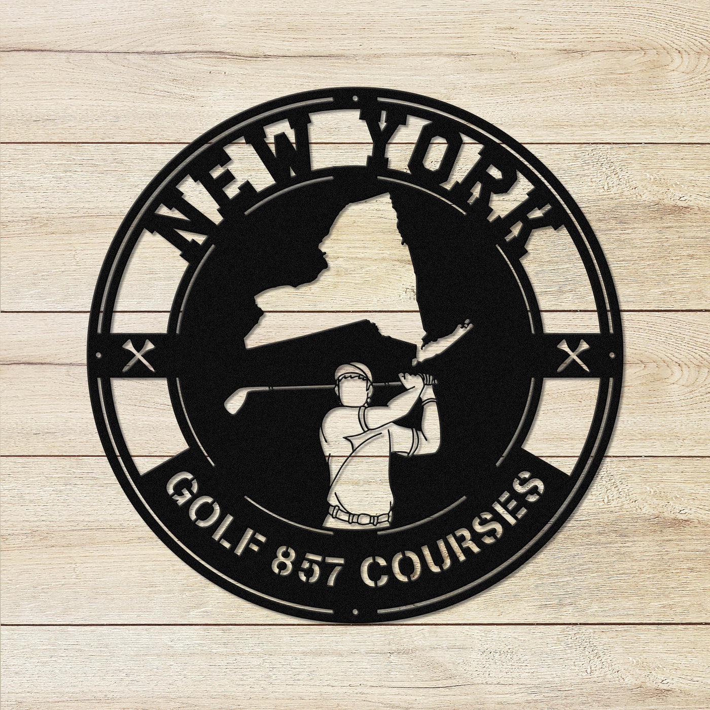 New York Golf Metal Art Manns Golf Cave Wall Art