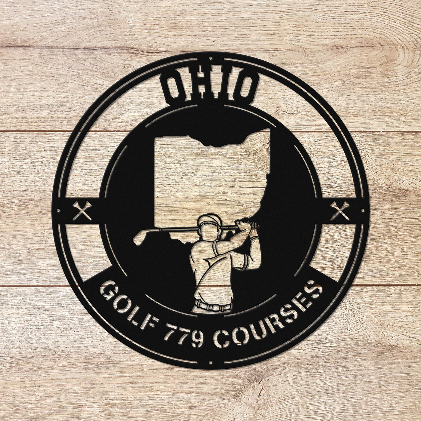 Ohio Golf Metal Art Manns Golf Cave Wall Art