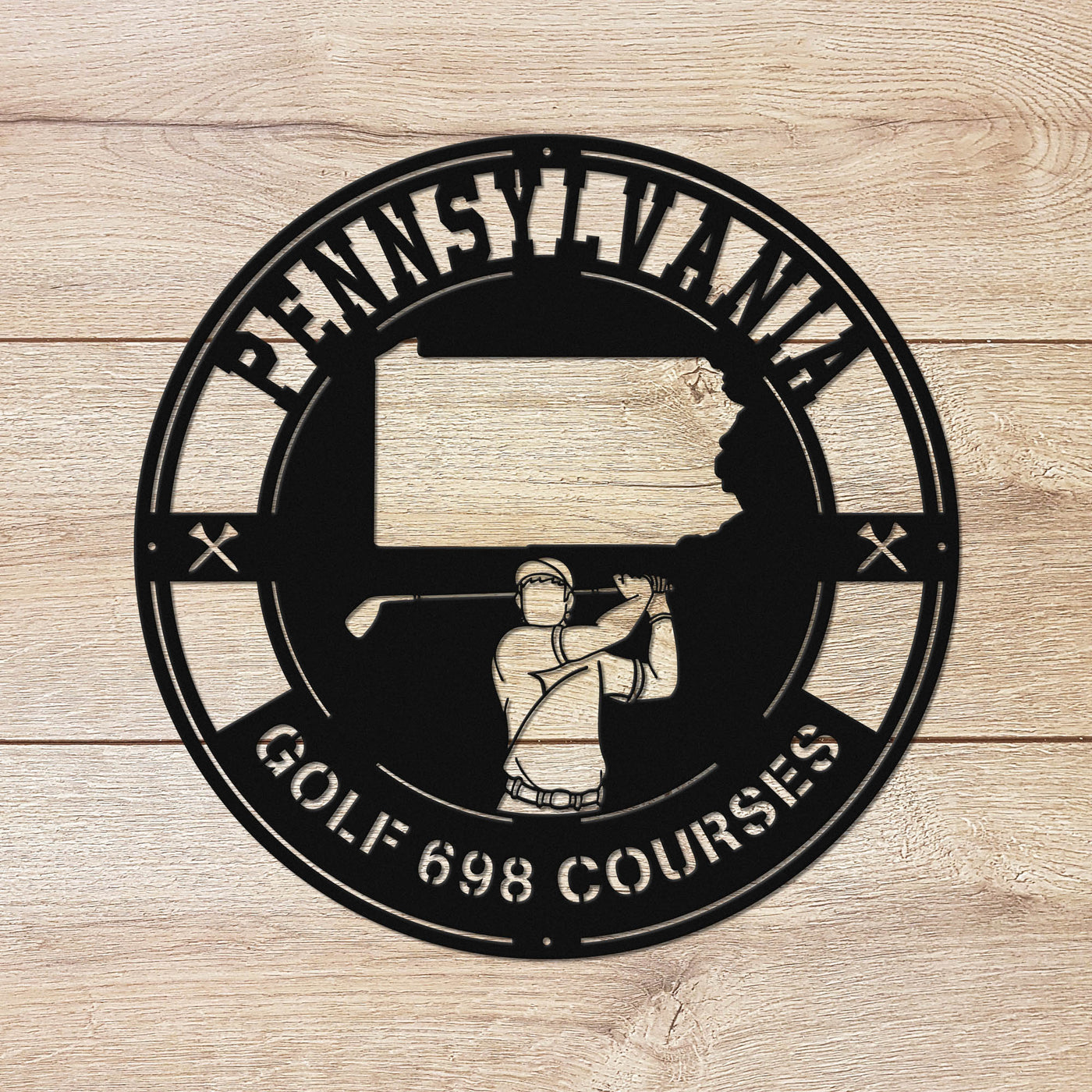 Pennsylvania Golf Metal Art Manns Golf Cave Wall Art