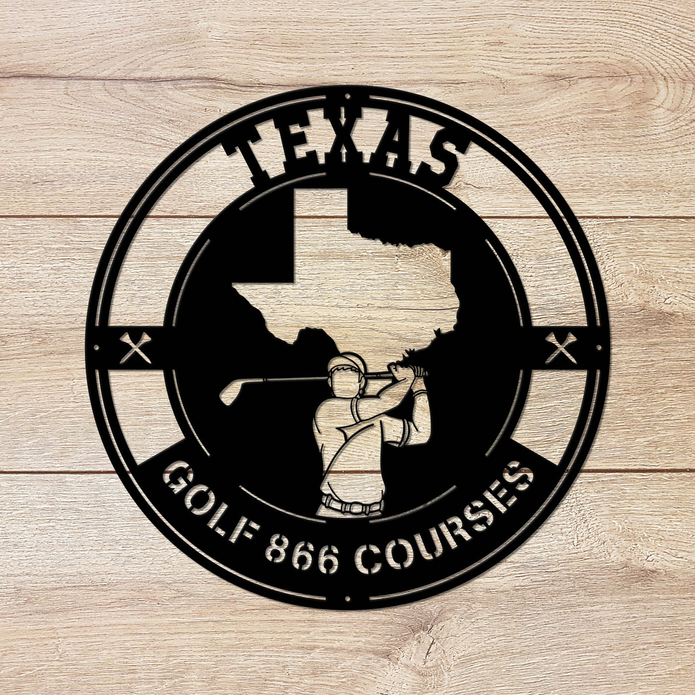 Texas Golf Metal Art Manns Golf Cave Wall Art