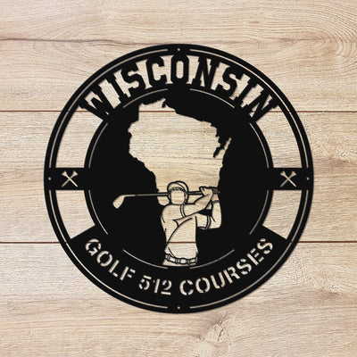 Wisconsin Golf Metal Art Manns Golf Cave Wall Art